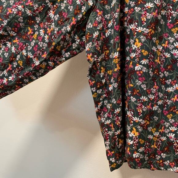 DRAPER JAMES Womens Blouse Sz 3X Green Western Floral Long Sleeve Smocked Top - Picture 10 of 11